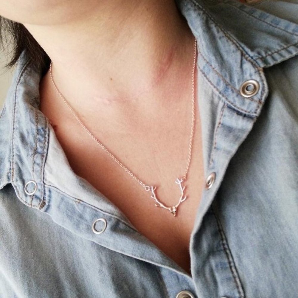 Elk Deer Antlers Necklace (Gold)